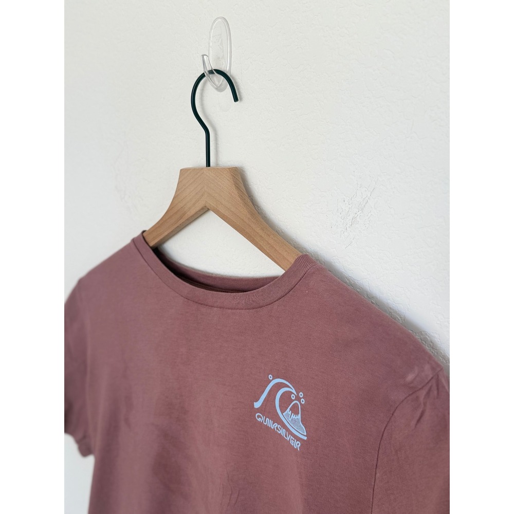 Quiksilver Boys Graphic T-Shirt Mauve Pink Short Sleeve Surf Tee Size L 14/16 - Picture 2 of 4